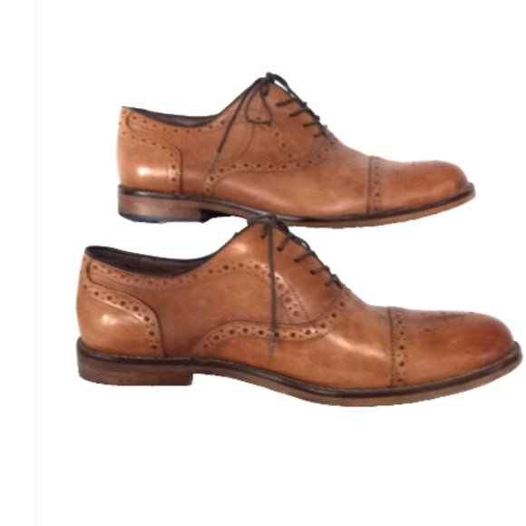 Aston Grey Kobe Wingtip Oxford Brown Leather Derby Dress Shoes Men’s 10 EUC